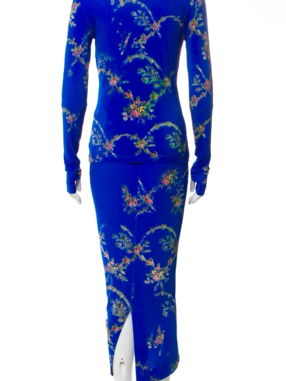 Preen by Thornton Bregazzi Cobalt Blue Floral Skirt Set Sz Med.